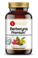 Yango Berberine Premium supplement bottle with 90 vegetarian capsules for detox and liver health.